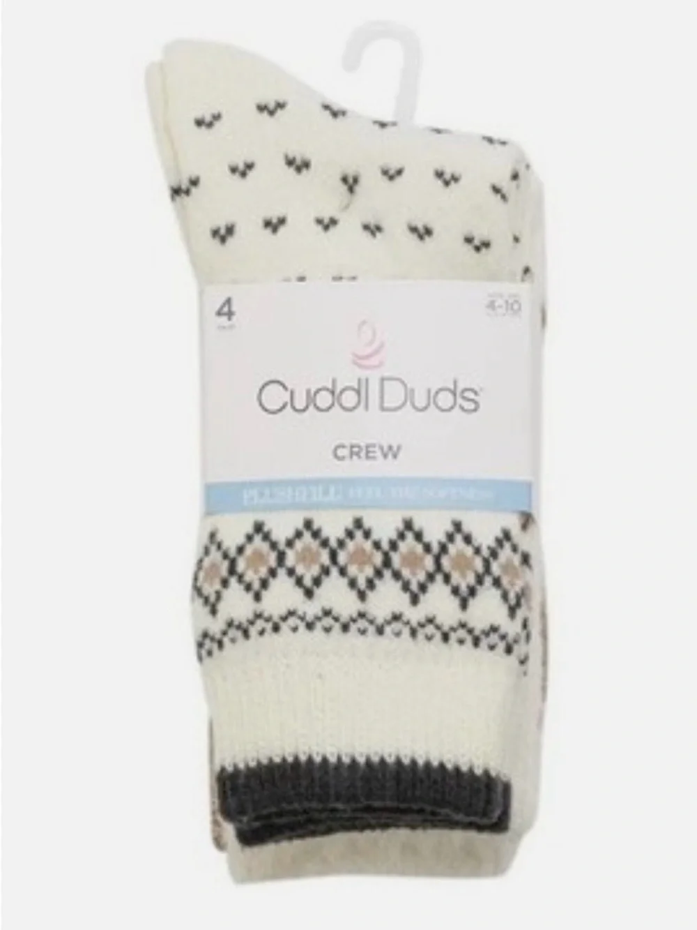 CUDDL DUDS Womens Crew Socks 4 Pack  Super Soft Plush Boot Socks Tan Size 4-10
